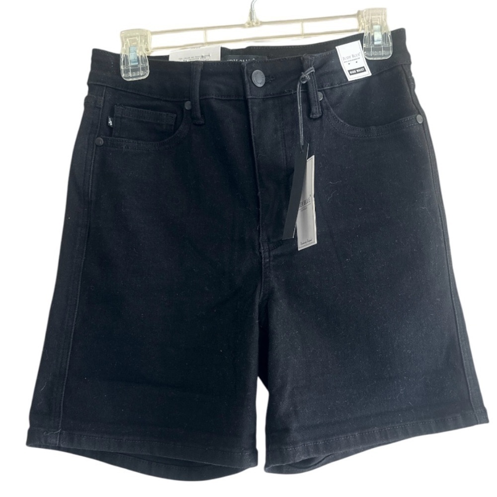 Judy Blue Black Jean Shorts Mid-Length Relaxed Fit